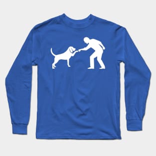 Fist bump between man and dog Long Sleeve T-Shirt